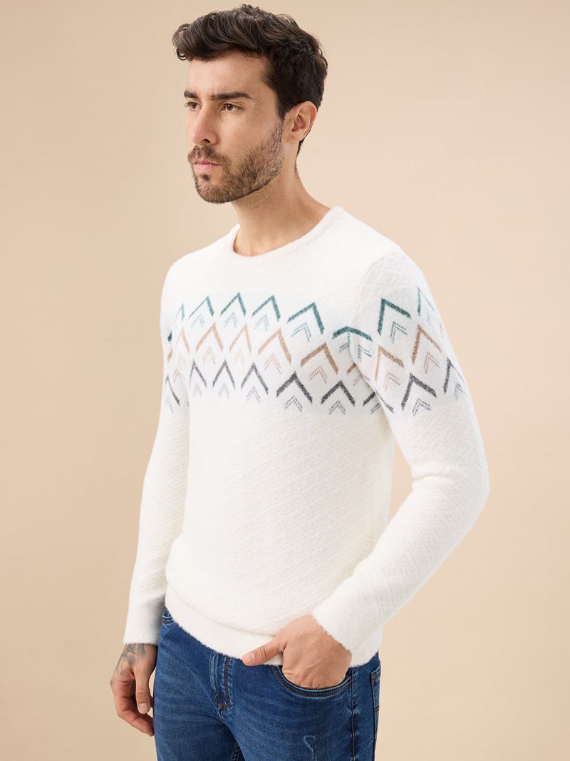 Status Quo Men'S Chevron Chest Round Neck Regular Fit Full Sleeves Sweater