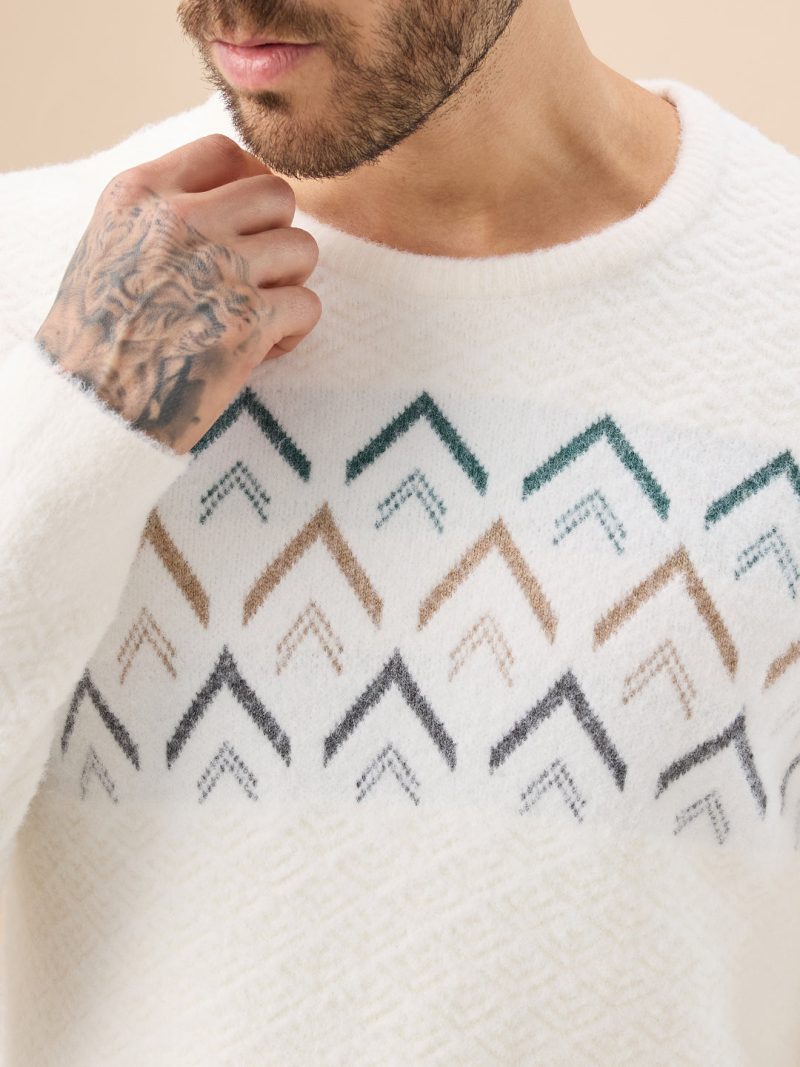 Status Quo Men'S Chevron Chest Round Neck Regular Fit Full Sleeves Sweater