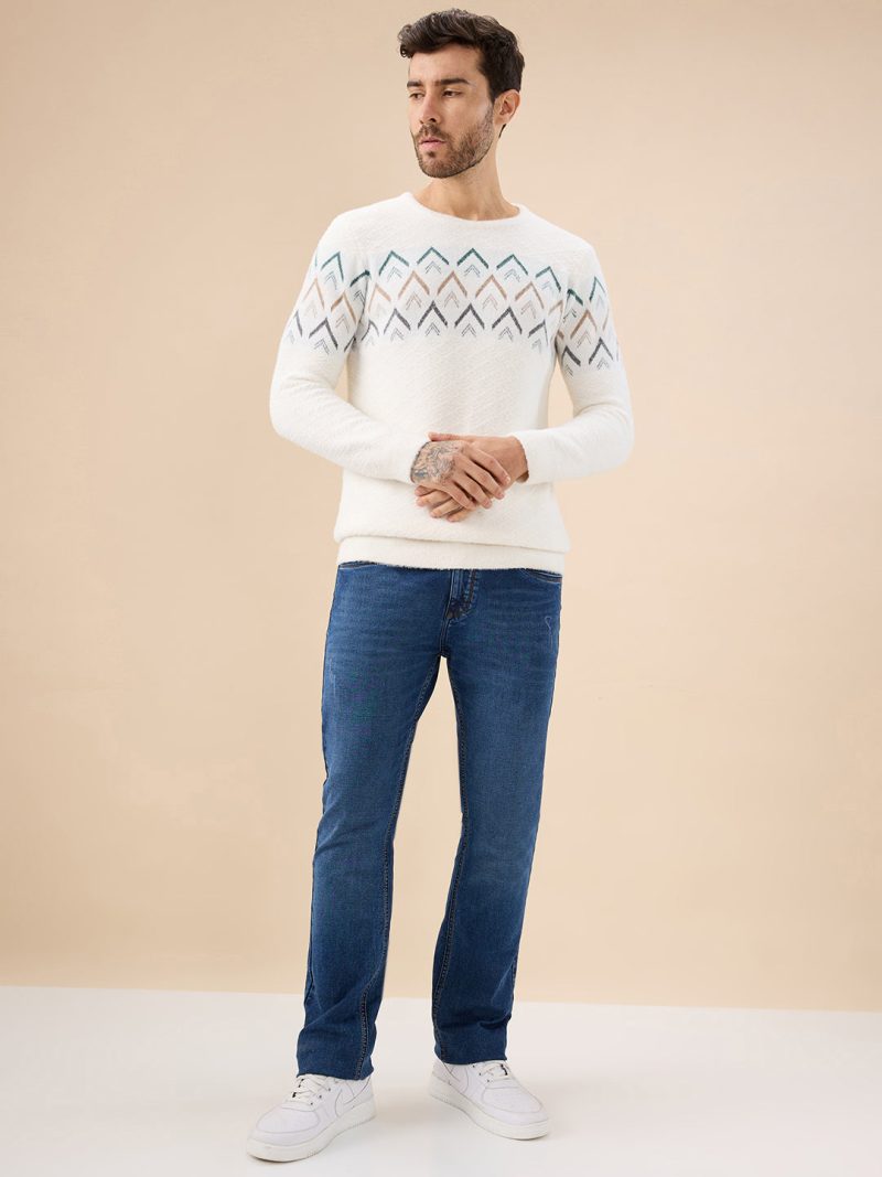 Status Quo Men'S Chevron Chest Round Neck Regular Fit Full Sleeves Sweater