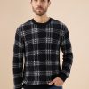 Status Quo Men'S Trendy Check Design Full Sleeves Round Neck Fleece Sweater