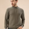 Status Quo Mens Trendy Textured Knit Half Zip High Neck Full Sleeves Sweater