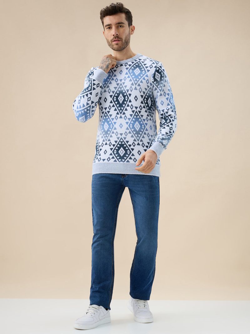 Status Quo Men'S All Over Fair Isle Round Neck Regular Fit Full Sleeves Sweater