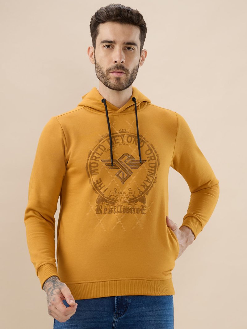 Status Quo Men'S Regular Fit Hooded Sweatshirt With Front Typography Print