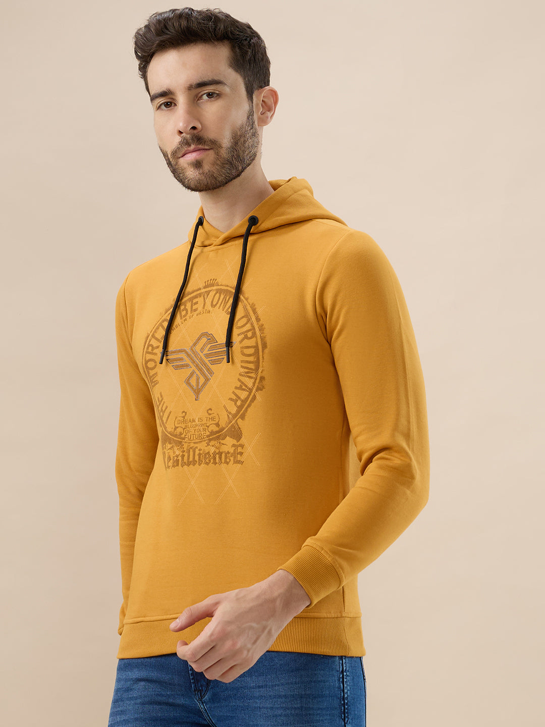 Status Quo Men'S Regular Fit Hooded Sweatshirt With Front Typography Print