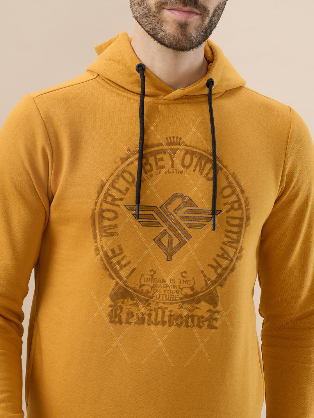 Status Quo Men'S Regular Fit Hooded Sweatshirt With Front Typography Print