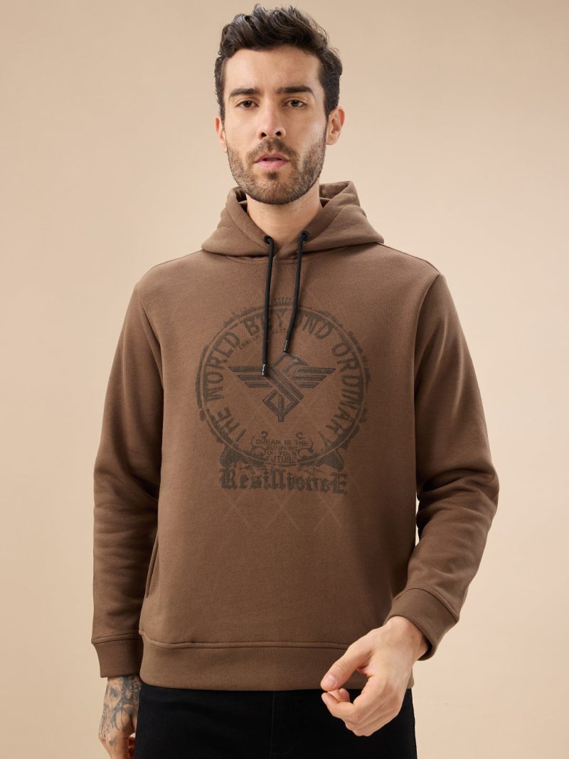 Status Quo Men'S Regular Fit Hooded Sweatshirt With Front Typography Print