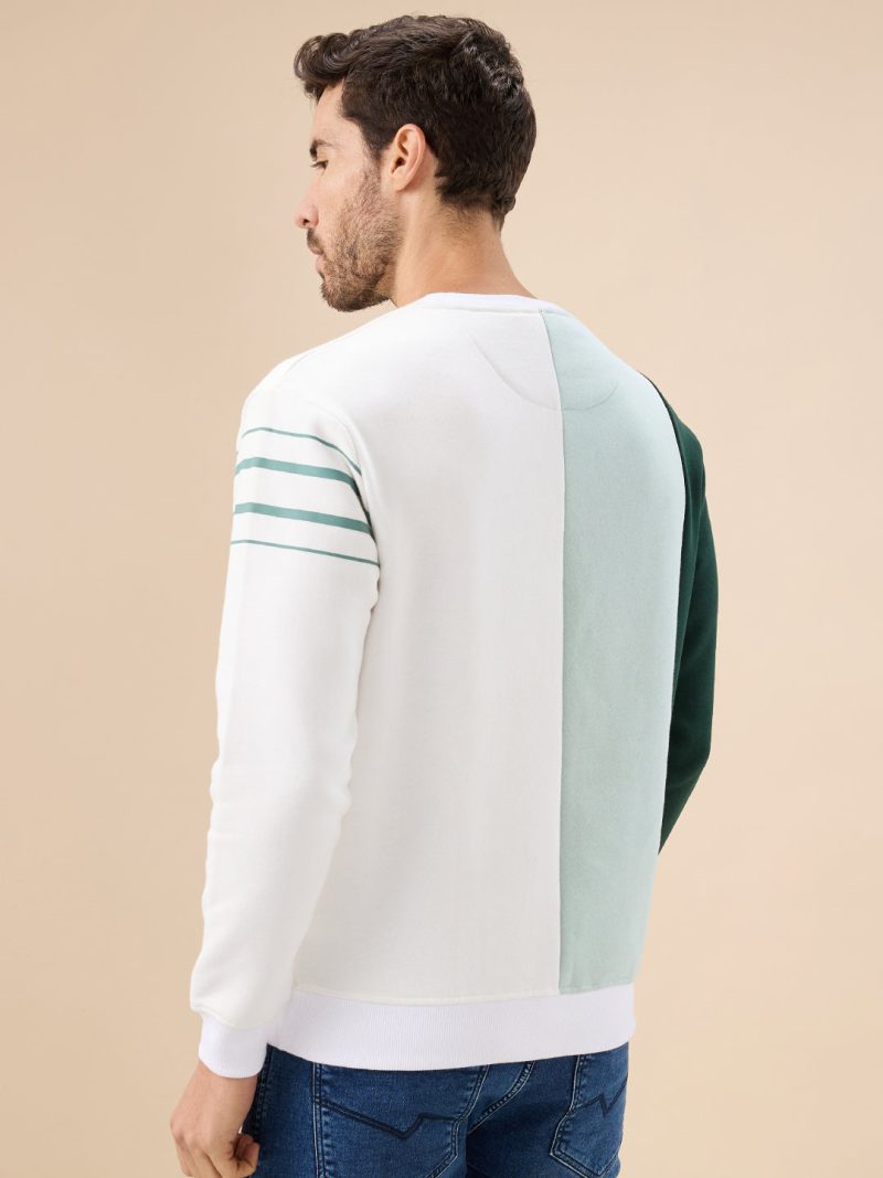 Status Quo Men'S Colorblock Typography Print Full Sleeve Round Neck Fleece Sweatshirt