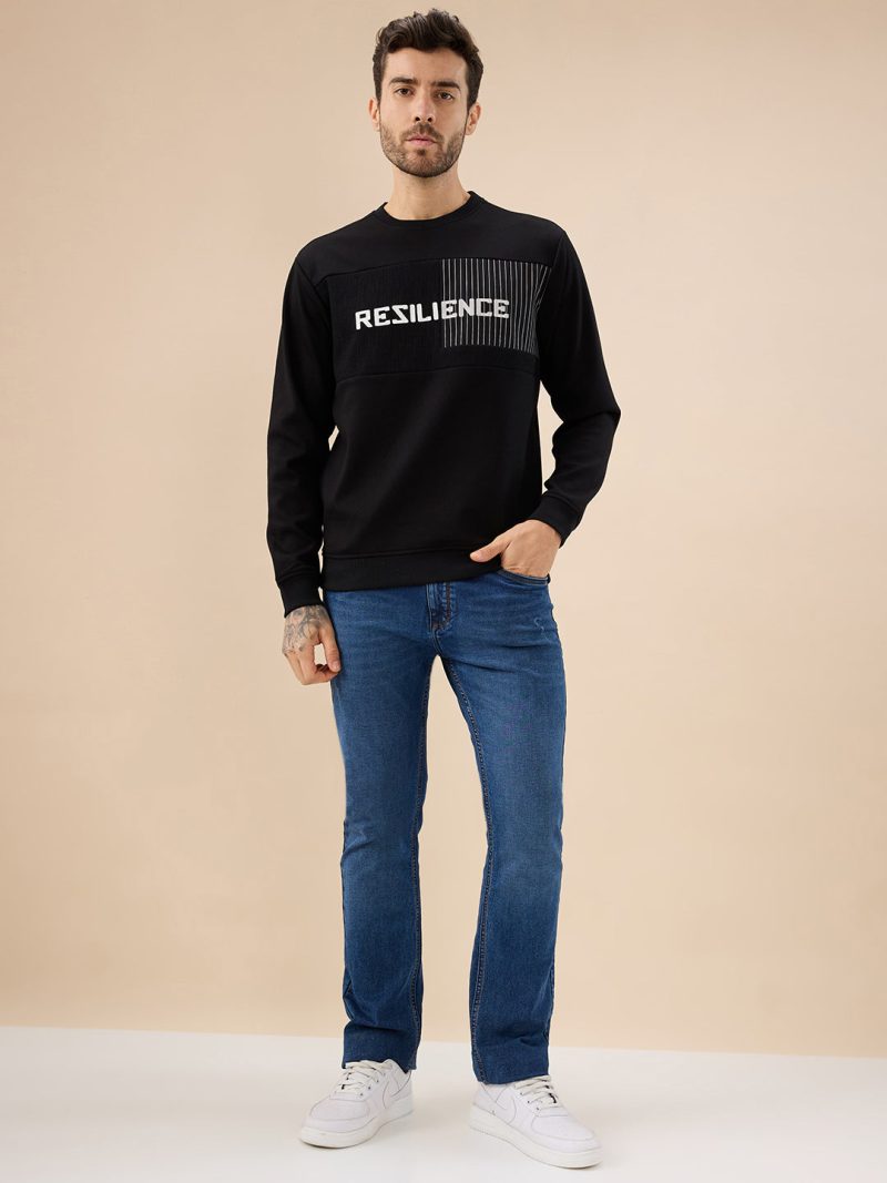 Status Quo Men'S Typography Print Full Sleeve Round Neck Fleece Sweatshirt