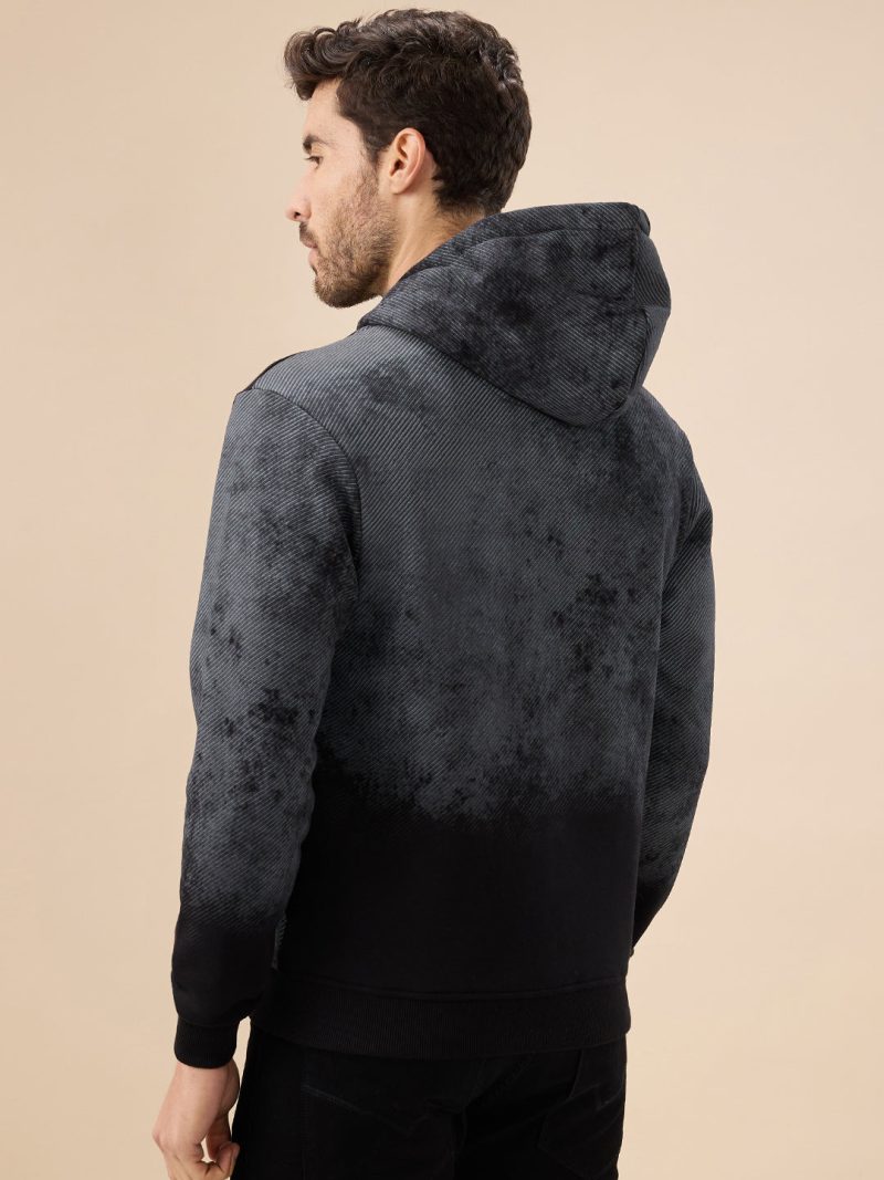 Status Quo Men'S Chest Embossed Print Full Sleeve Hooded Fleece Sweatshirt