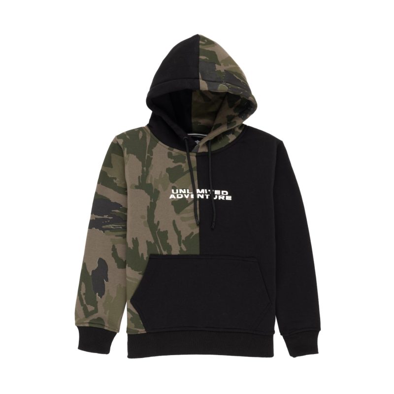 Status Quo Boys Mix & Match Full Sleeve Fleece Hooded Sweatshirt With Kangaroo Pocket