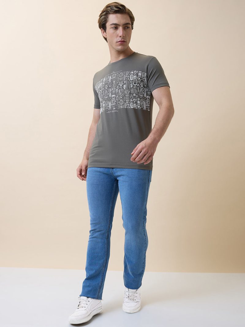 Status Quo Men'S Printed Round Neck Half Sleeves Regular Fit T-Shirt