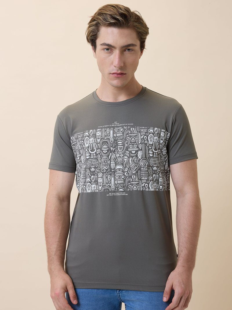 Status Quo Men'S Printed Round Neck Half Sleeves Regular Fit T-Shirt