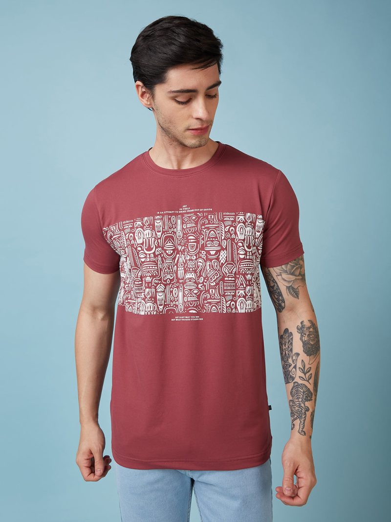 Status Quo Men'S Printed Round Neck Half Sleeves Regular Fit T-Shirt