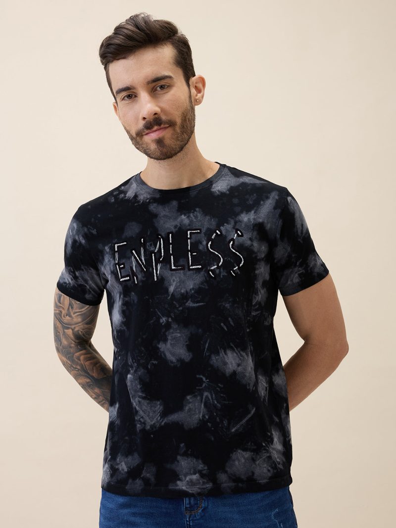 Status Quo Men'S Printed Round Neck Half Sleeves Regular Fit Tshirt