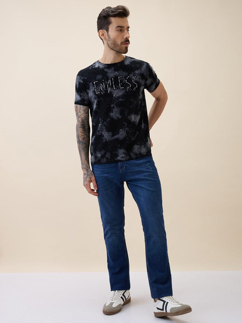 Status Quo Men'S Printed Round Neck Half Sleeves Regular Fit Tshirt