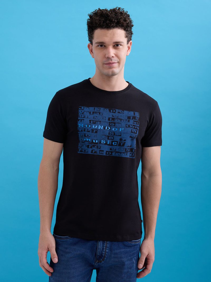 Status Quo Men'S Printed Round Neck Half Sleeves Regular Fit Tshirt