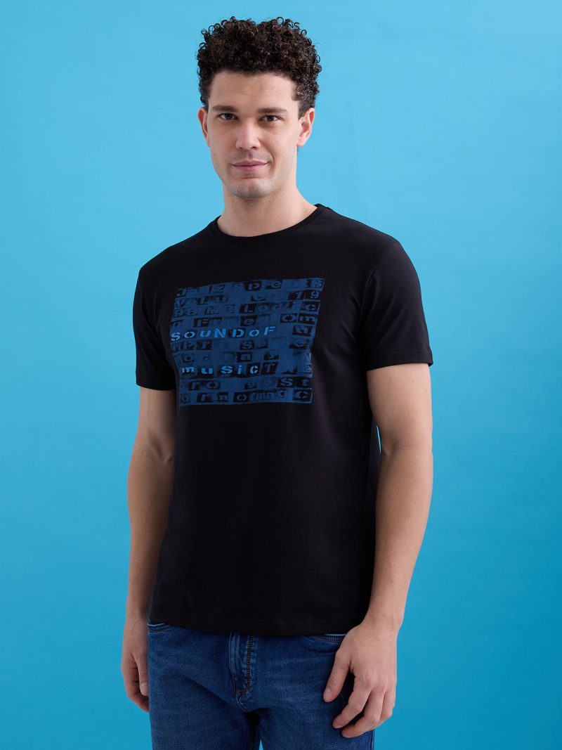 Status Quo Men'S Printed Round Neck Half Sleeves Regular Fit Tshirt