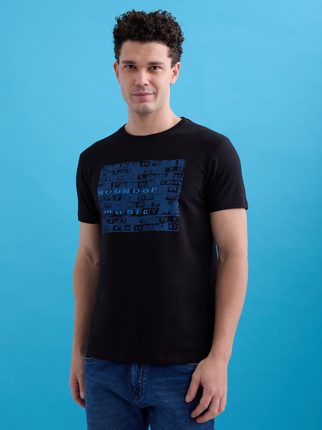 Status Quo Men'S Printed Round Neck Half Sleeves Regular Fit Tshirt