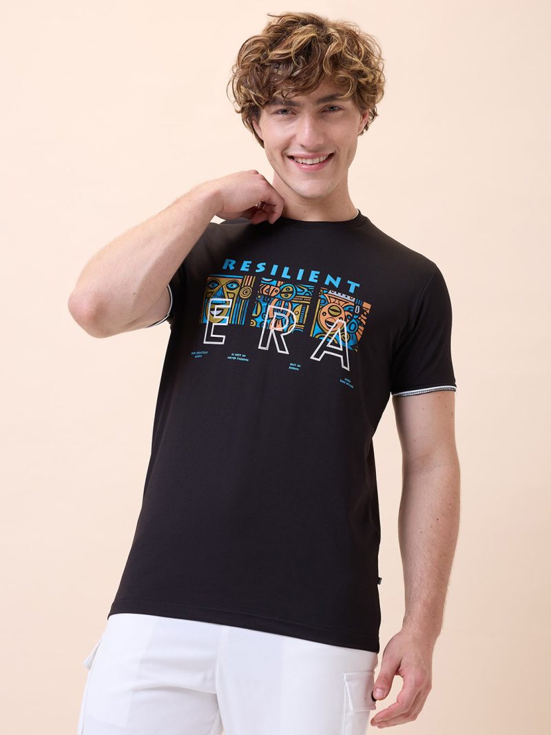 Status Quo Mens Chest Typography Round Neck Half Sleeves Regular Fit T-Shirt