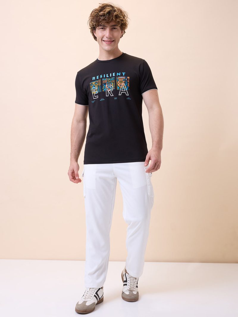 Status Quo Mens Chest Typography Round Neck Half Sleeves Regular Fit T-Shirt