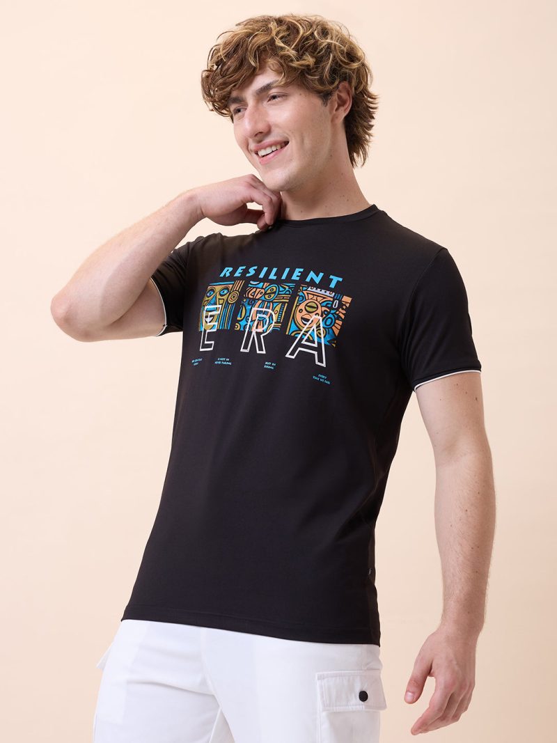 Status Quo Mens Chest Typography Round Neck Half Sleeves Regular Fit T-Shirt