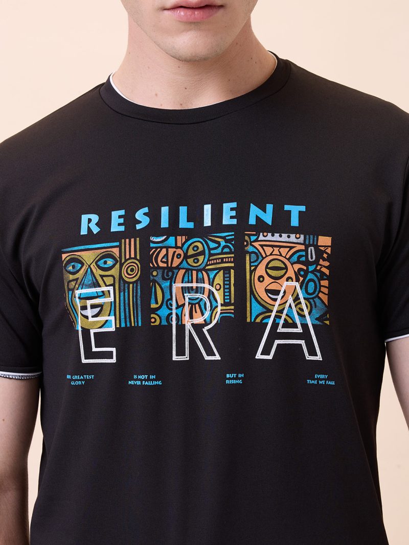 Status Quo Mens Chest Typography Round Neck Half Sleeves Regular Fit T-Shirt