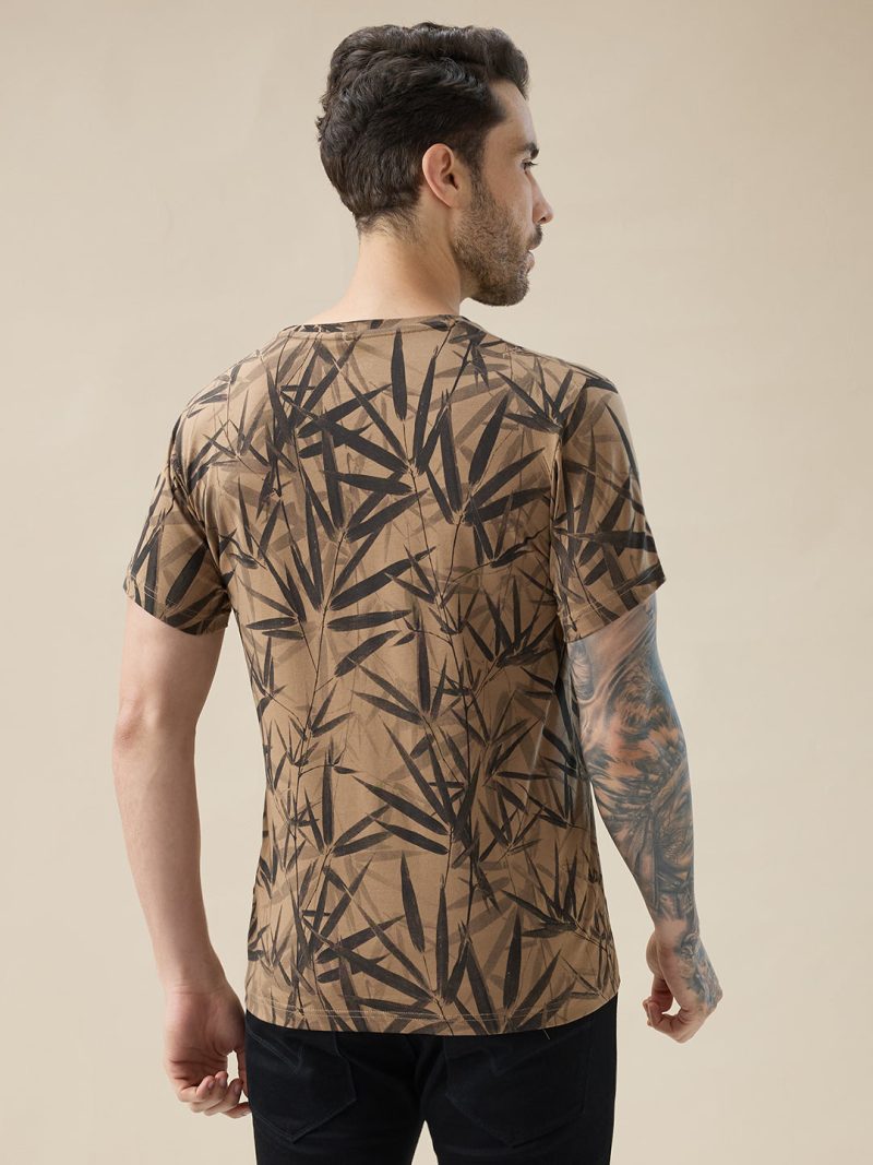 Status Quo Men'S Round Neck Half Sleeve All Over Tropical Print T-Shirt