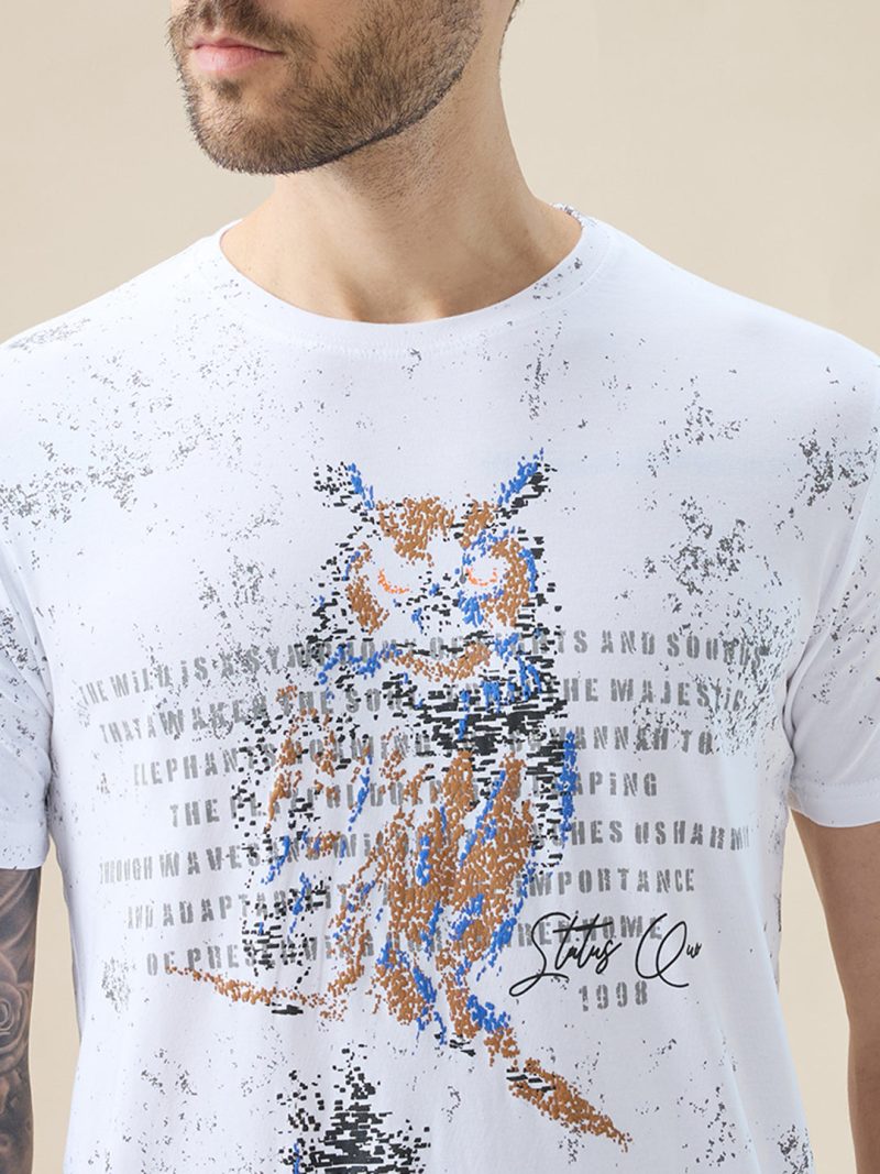 Status Quo Men'S Round Neck Half Sleeve T-Shirt With Graphic Typography Print