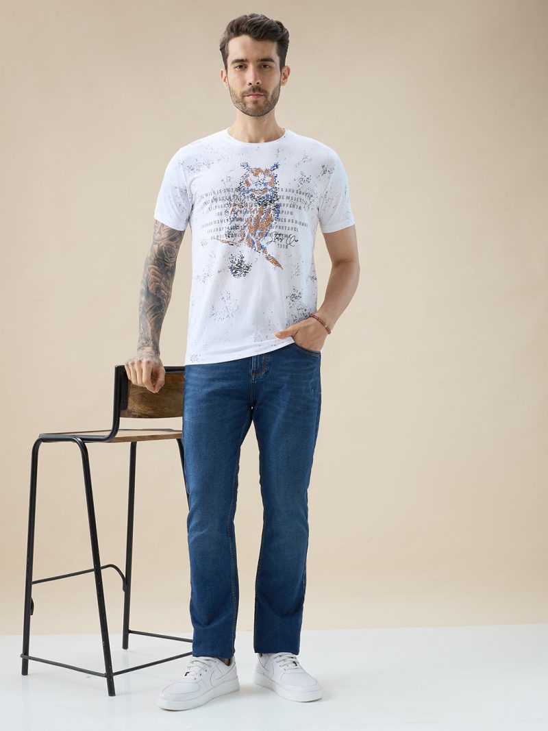 Status Quo Men'S Round Neck Half Sleeve T-Shirt With Graphic Typography Print