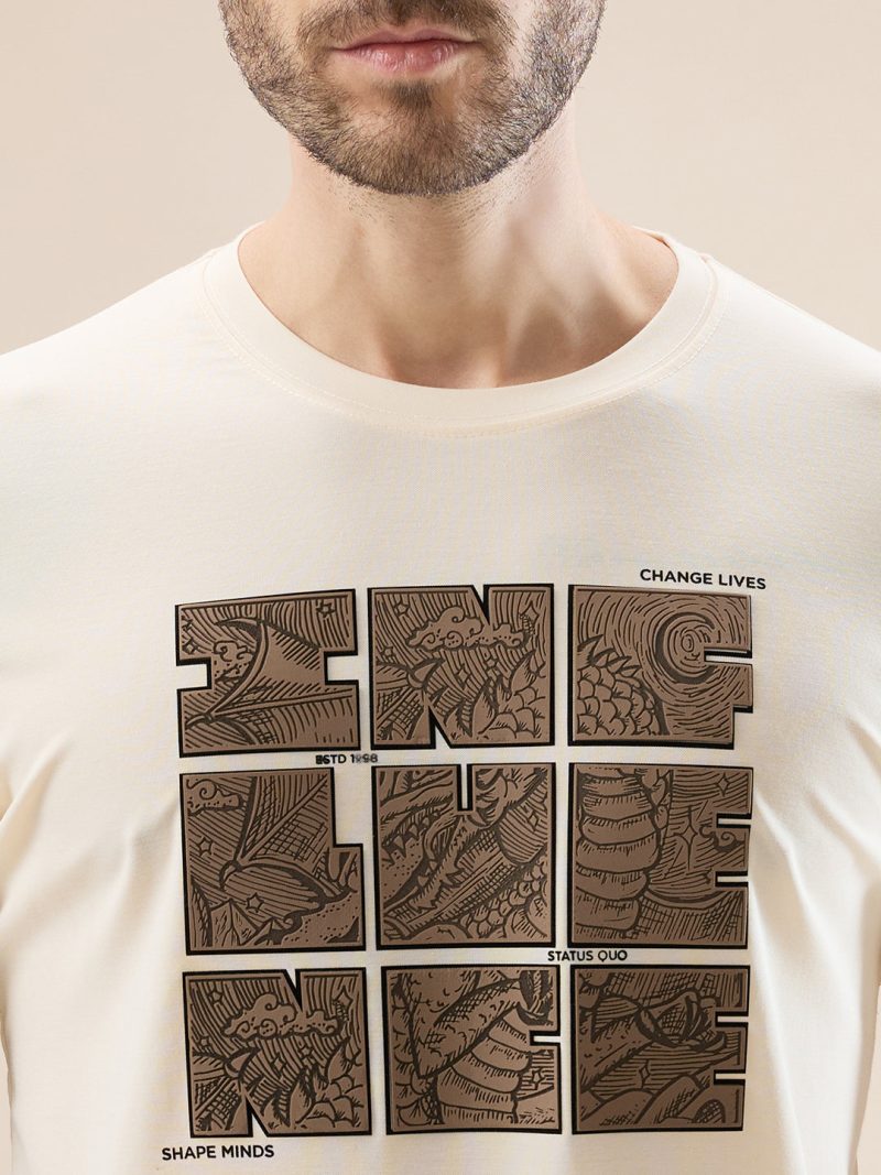 Status Quo Men'S Round Neck Half Sleeves T-Shirt With Rubberised Chest Typography