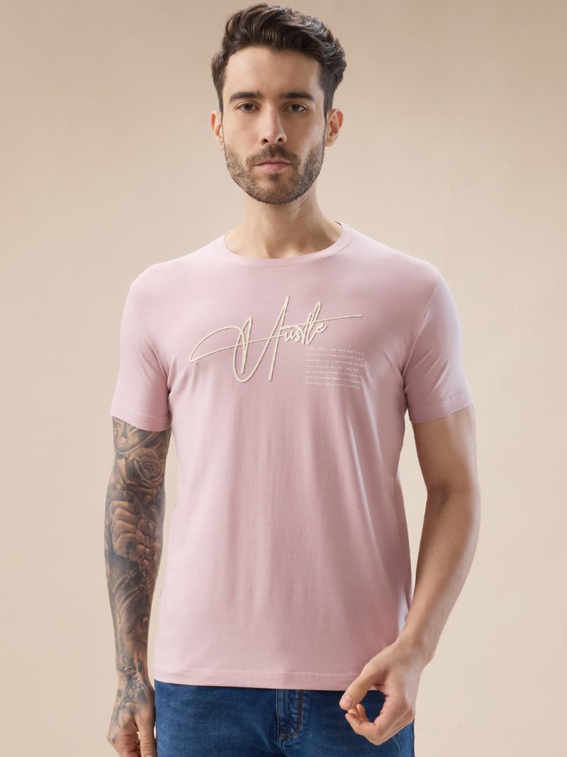 Status Quo Men'S Puff Typography Print Half Sleeves Round Neck T-Shirt