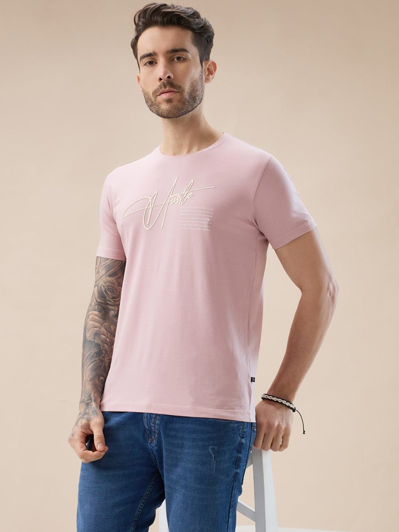 Status Quo Men'S Puff Typography Print Half Sleeves Round Neck T-Shirt