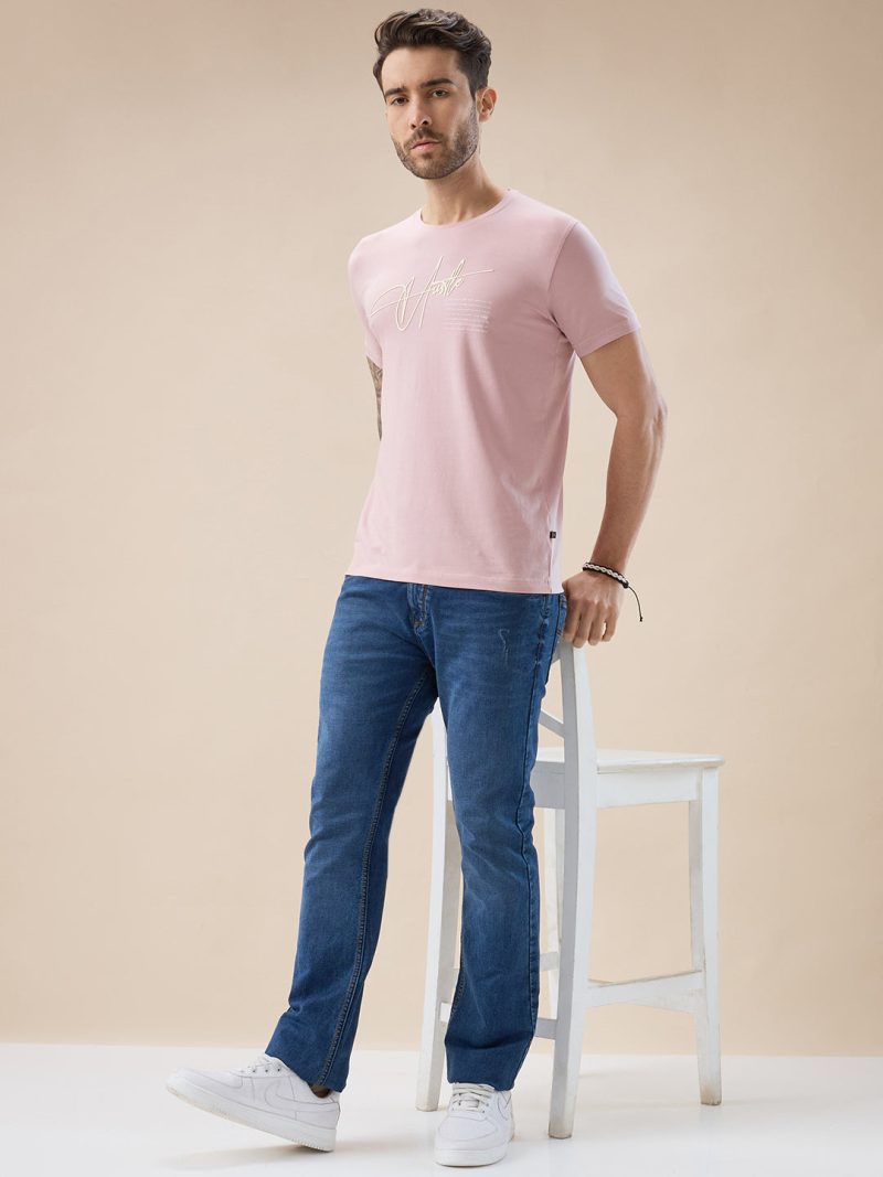 Status Quo Men'S Puff Typography Print Half Sleeves Round Neck T-Shirt