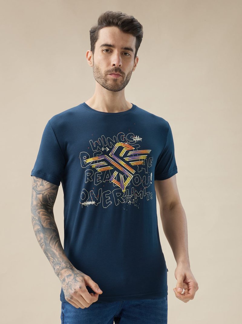 Status Quo Men'S Typography Print Round Neck Half Sleeve Regular Fit T-Shirt