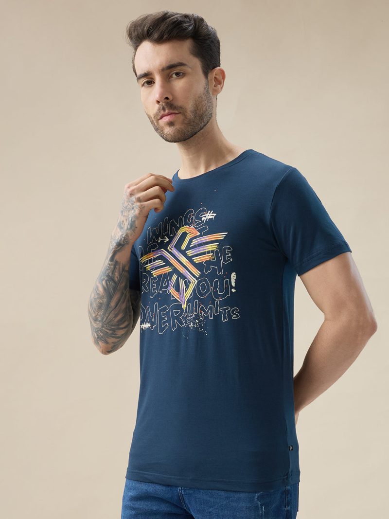 Status Quo Men'S Typography Print Round Neck Half Sleeve Regular Fit T-Shirt