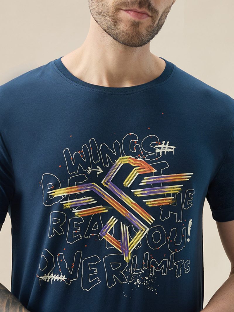 Status Quo Men'S Typography Print Round Neck Half Sleeve Regular Fit T-Shirt