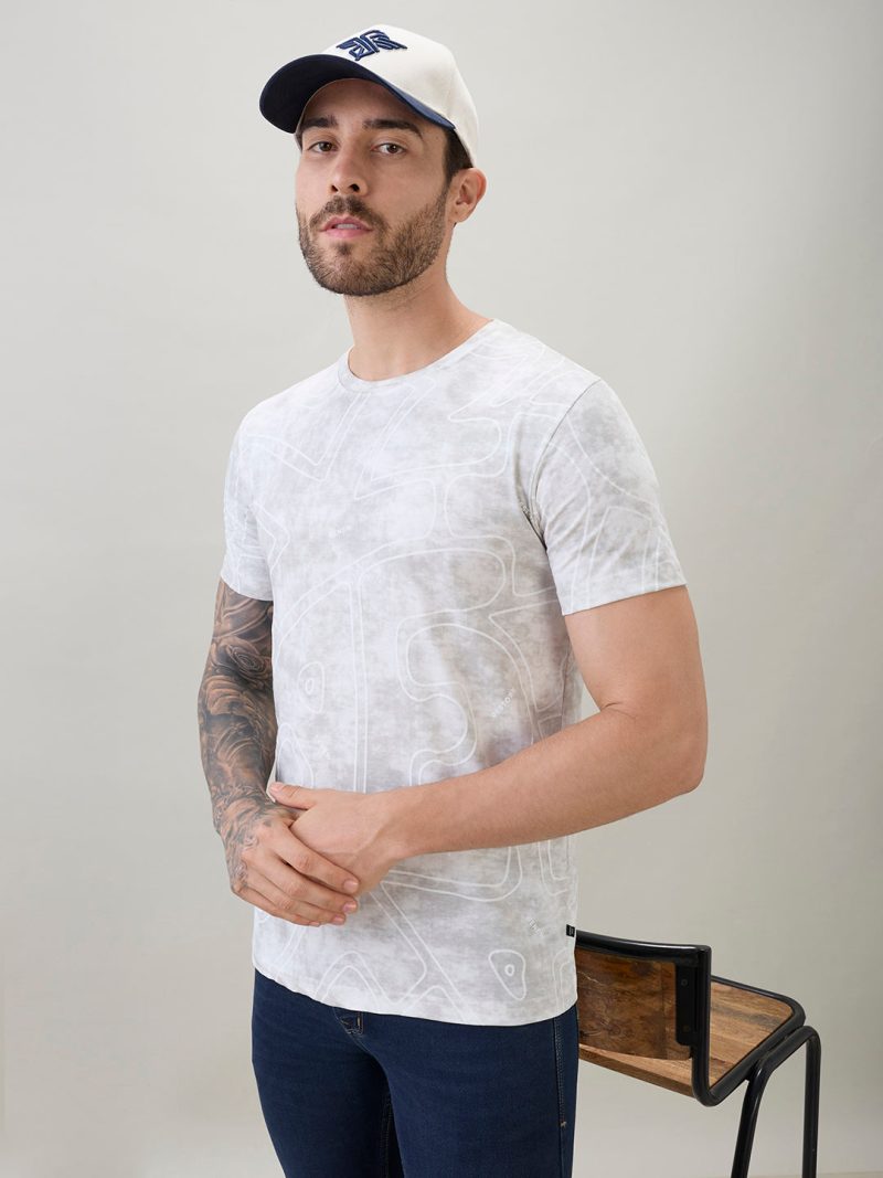 Status Quo Mens Abstract Printed Round Neck Half Sleeves Regular Fit T-Shirt