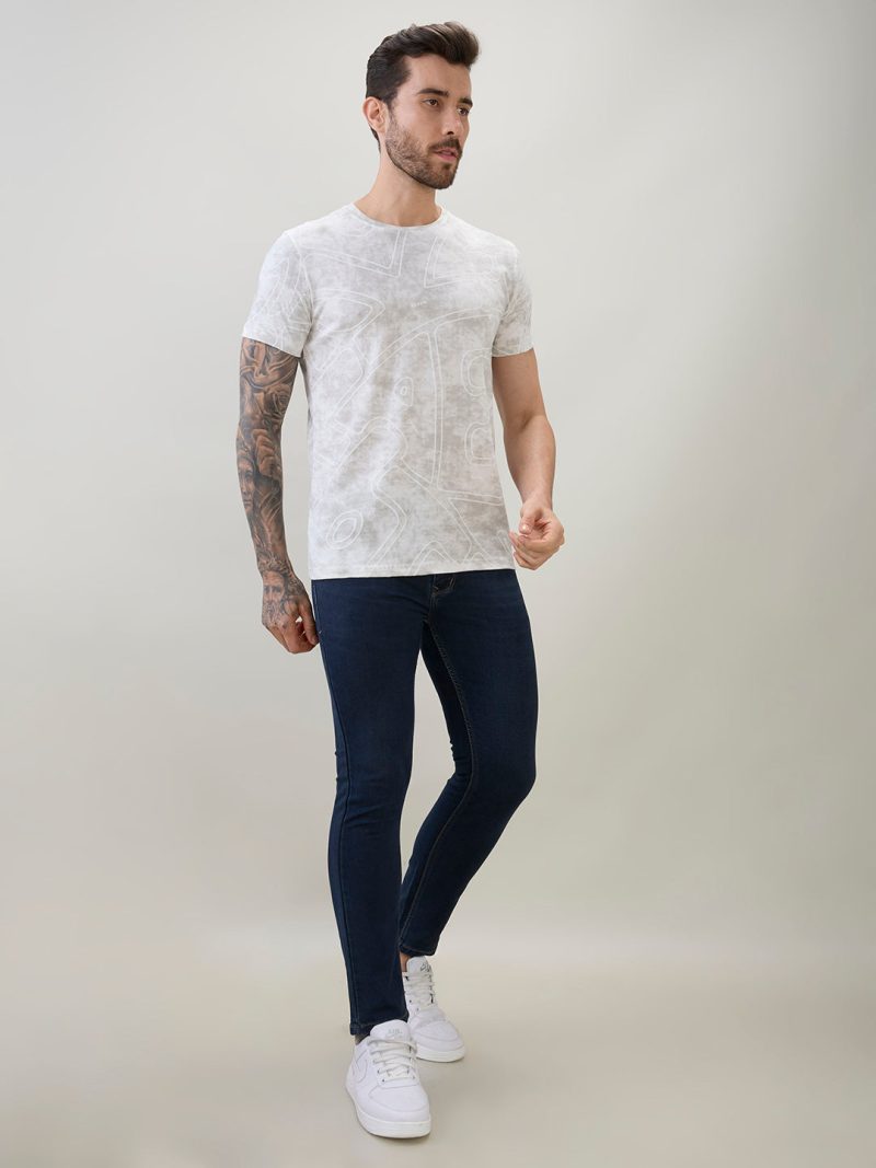 Status Quo Mens Abstract Printed Round Neck Half Sleeves Regular Fit T-Shirt