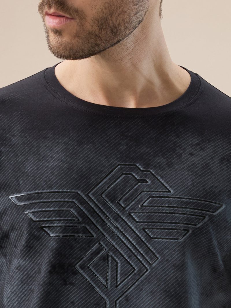 Status Quo Men'S Textured Graphic Print Round Neck Regular Fit T-Shirt