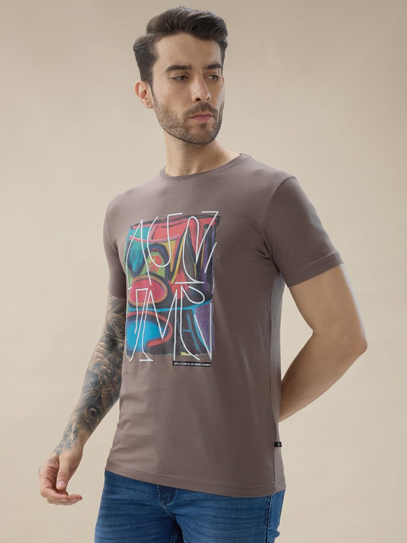 Status Quo Men'S Chest Graphic Print Round Neck Half Sleeve Regular Fit T-Shirt