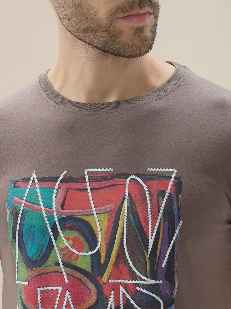 Status Quo Men'S Chest Graphic Print Round Neck Half Sleeve Regular Fit T-Shirt