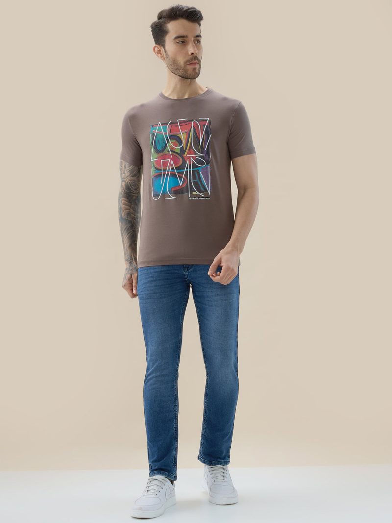 Status Quo Men'S Chest Graphic Print Round Neck Half Sleeve Regular Fit T-Shirt