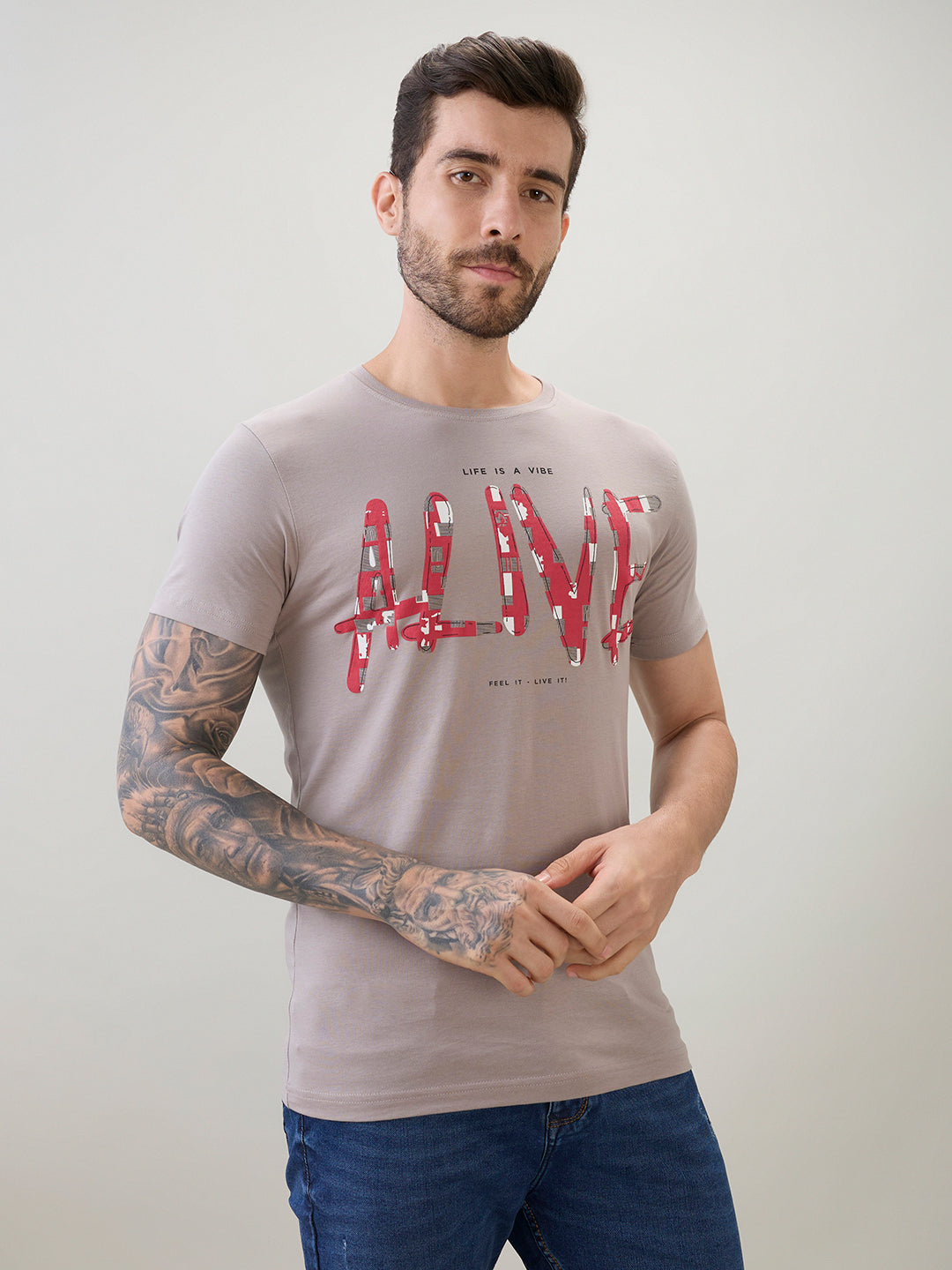 Status Quo Mens Typography Print Round Neck Half Sleeve T-Shirt With Front And Back Design