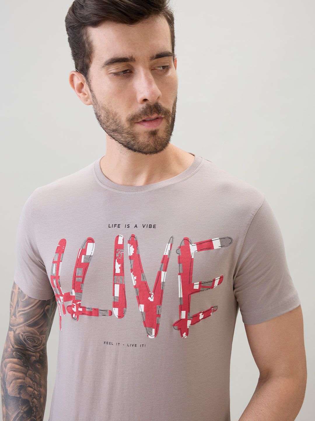 Status Quo Mens Typography Print Round Neck Half Sleeve T-Shirt With Front And Back Design