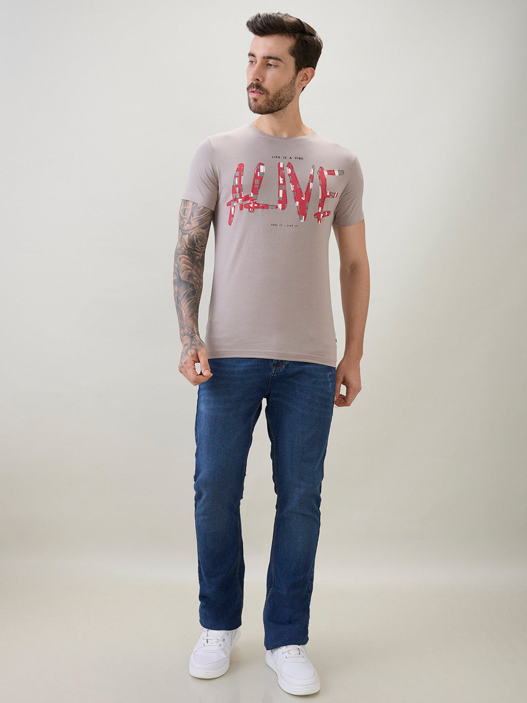 Status Quo Mens Typography Print Round Neck Half Sleeve T-Shirt With Front And Back Design