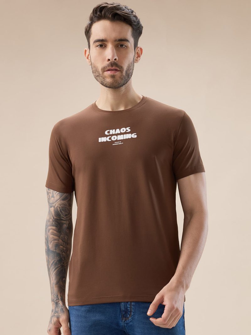 Status Quo Men'S Chest & Back Typography Print Round Neck Half Sleeves Regular Fit T-Shirt