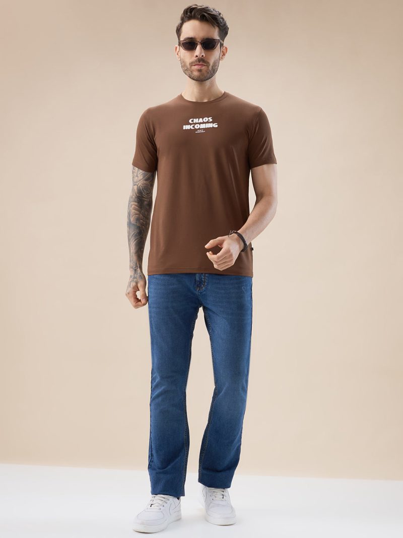 Status Quo Men'S Chest & Back Typography Print Round Neck Half Sleeves Regular Fit T-Shirt