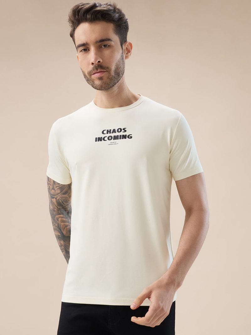 Status Quo Men'S Chest & Back Typography Print Round Neck Half Sleeves Regular Fit T-Shirt