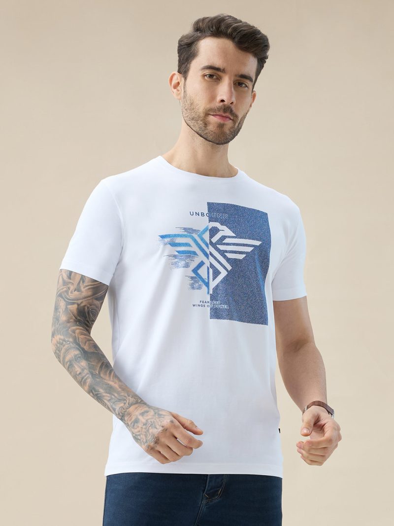 Status Quo Men'S Chest Brand Logo Graphic Print Round Neck Half Sleeve Regular Fit T-Shirt