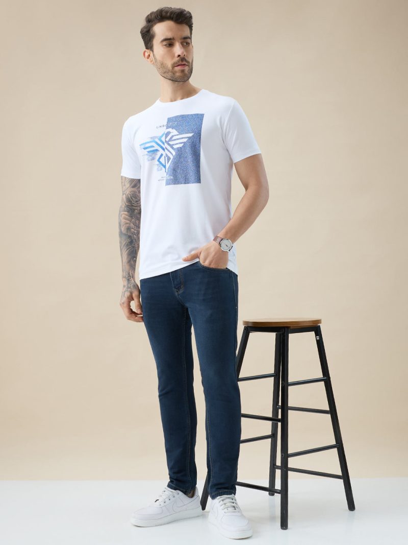 Status Quo Men'S Chest Brand Logo Graphic Print Round Neck Half Sleeve Regular Fit T-Shirt